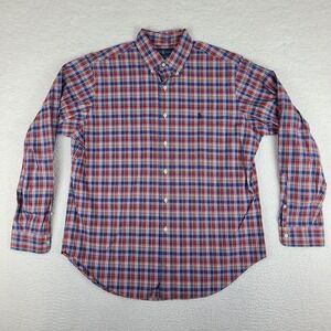 Ralph Lauren Shirt Mens Large Blue Red Green Plaid Classic Dress Button Down VTG